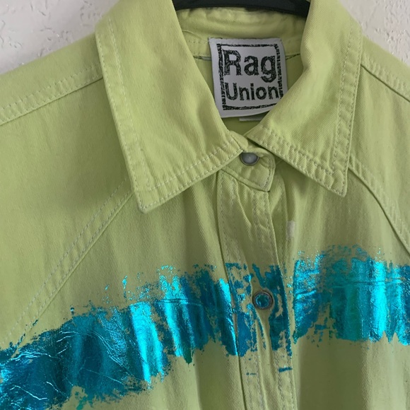 Rag Union Green Pearl snap Button Down - Picture 2 of 3
